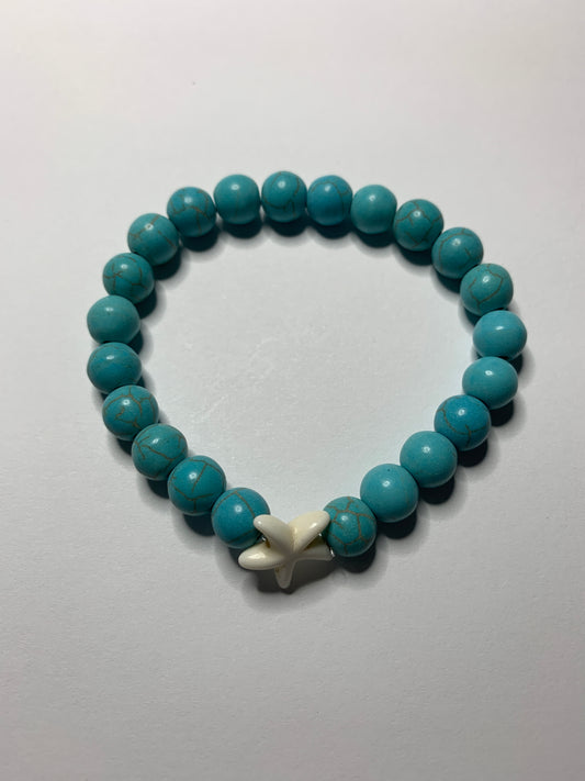 Turquois Creme Star Fish Beaded Bracelet