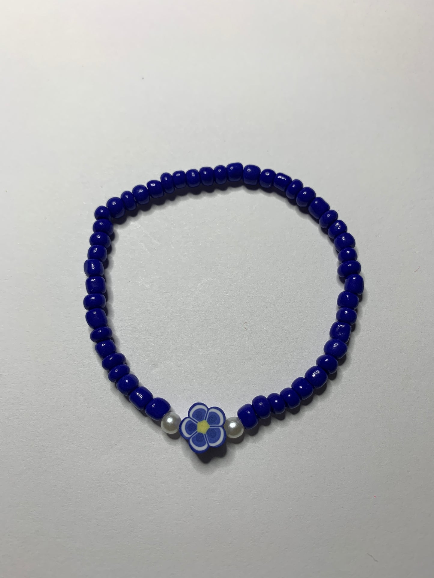 Royal Blue Flower Seed Bead Bracelet