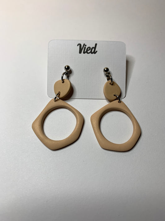 Polymer Clay Earrings / Beige