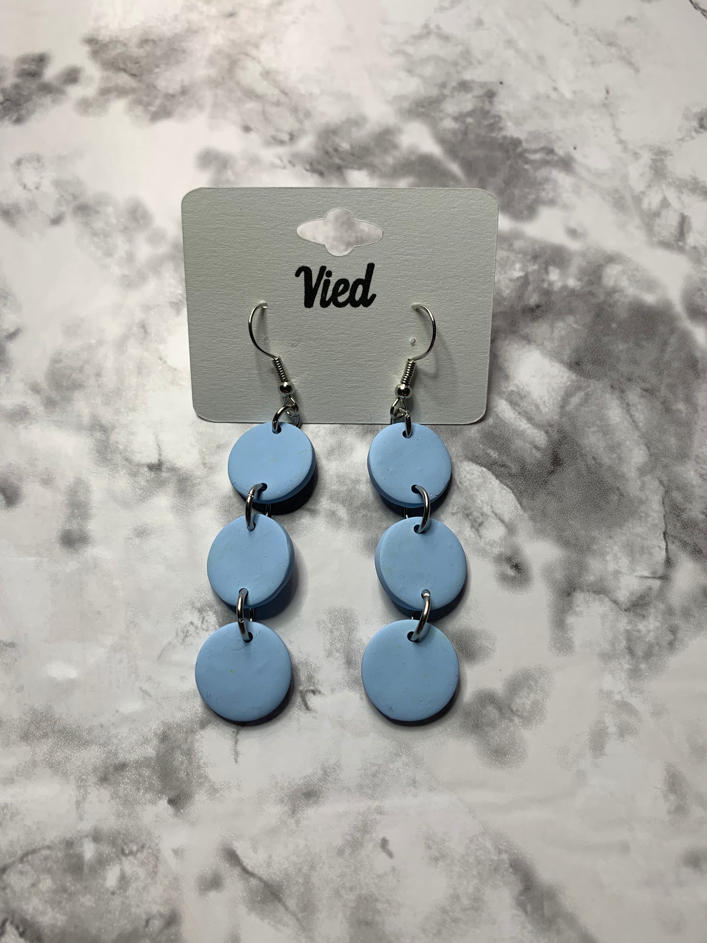 Polymer Clay Earring / Round Light Blue