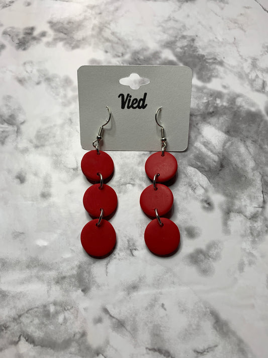 Polymer Clay Earring / Round Red