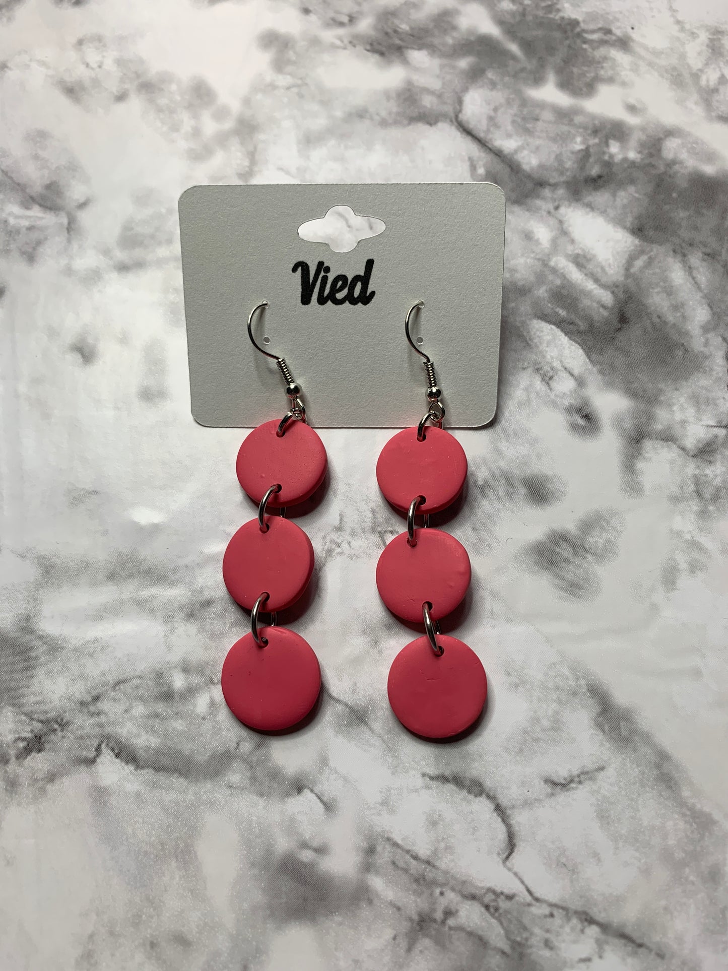 Polymer Clay Earring / Round Pink