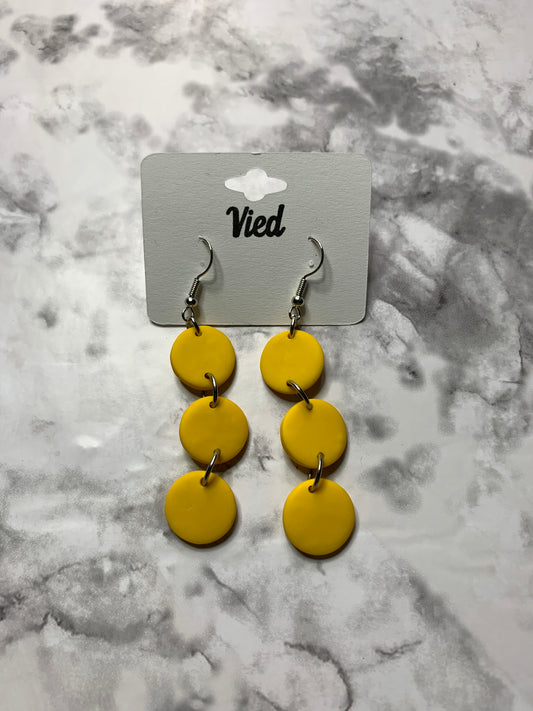 Polymer Clay Earring / Round Yellow