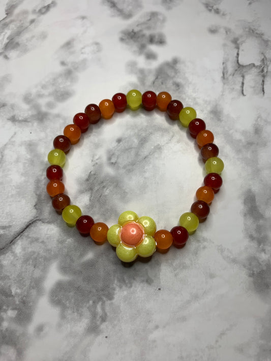 Beaded Bracelet / Yellow Flower