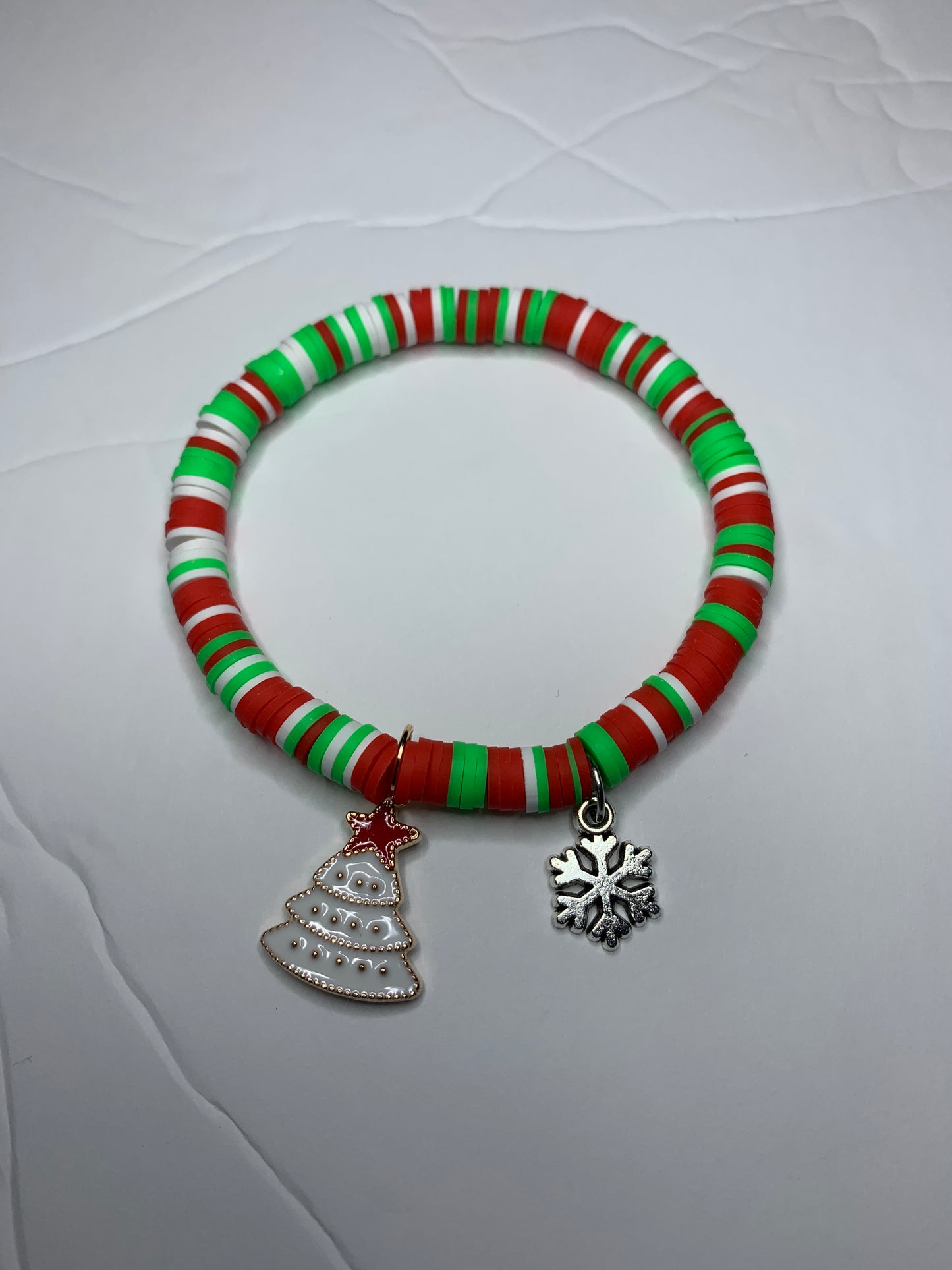 Ho Ho Ho Xmas Tree / Clay Beaded Bracelet