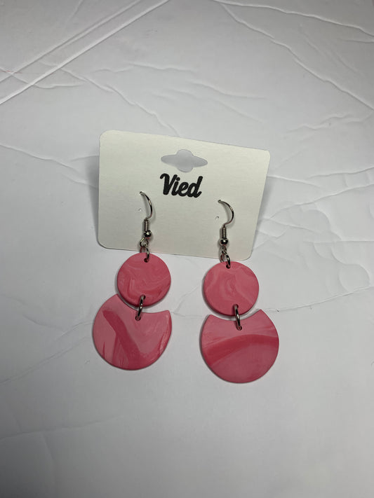 Polymer Clay Earring / Circle pink