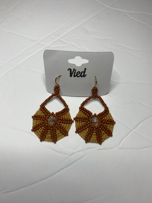 Seed Bead Earring / Chocolate Brown and Amber